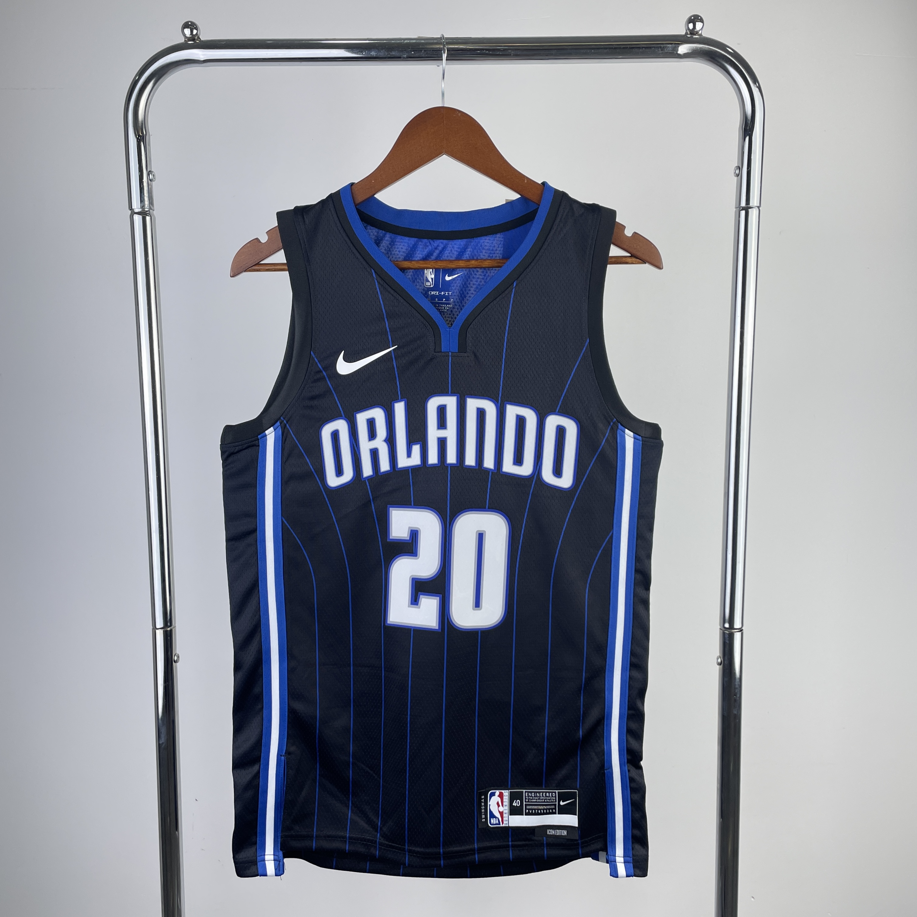 Men Orlando Magic #20 Fultz Black Stripe Season Nike 2023 NBA Jersey->orlando magic->NBA Jersey